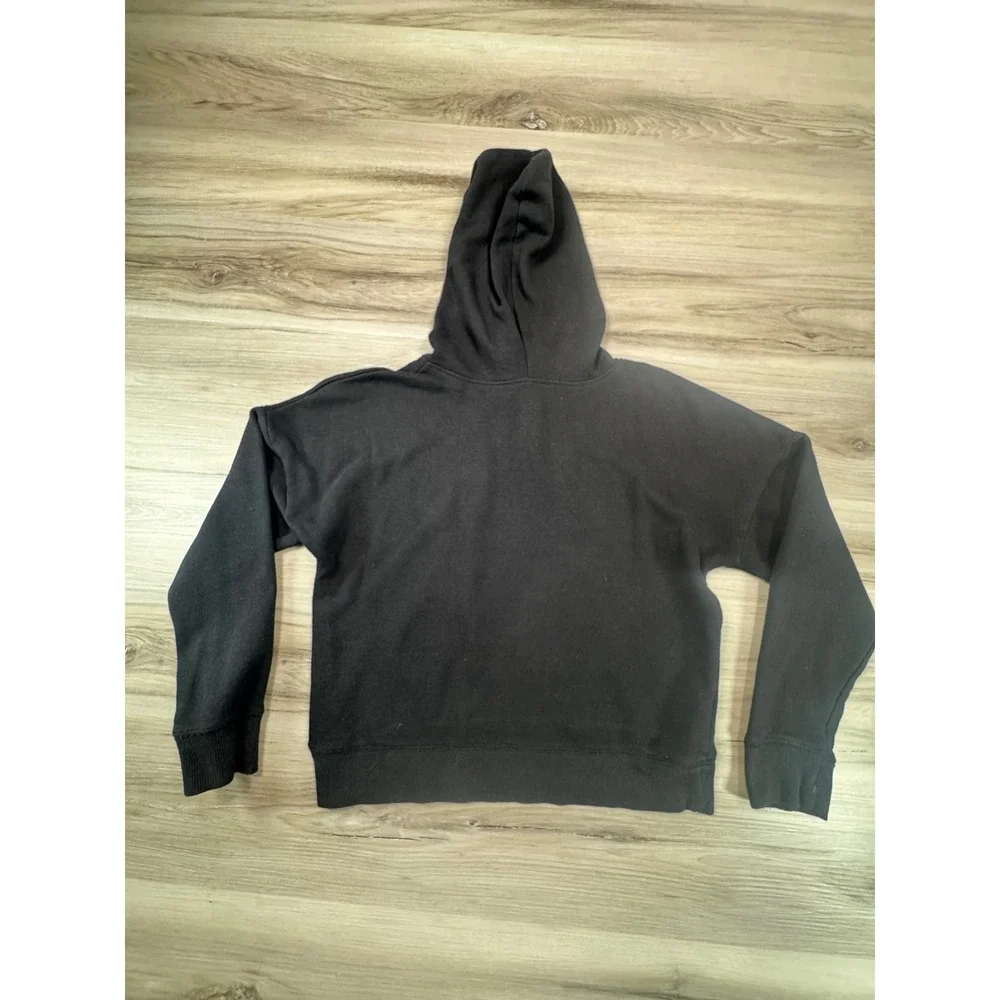 Justice Girls Black Hoodie‎ Pullover Glitter Graphic Logo Size M 10